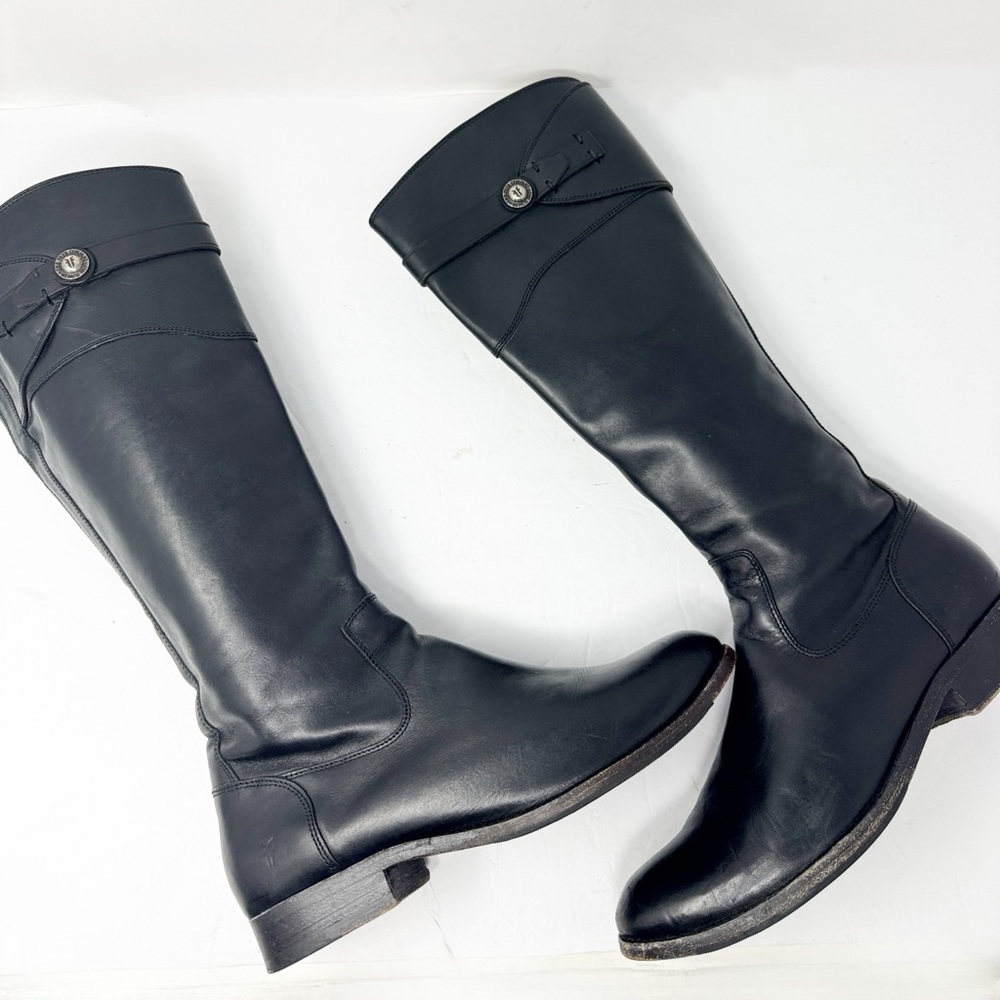 Frye Molly Button Knee High Riding Boots Black Leather Size 8
